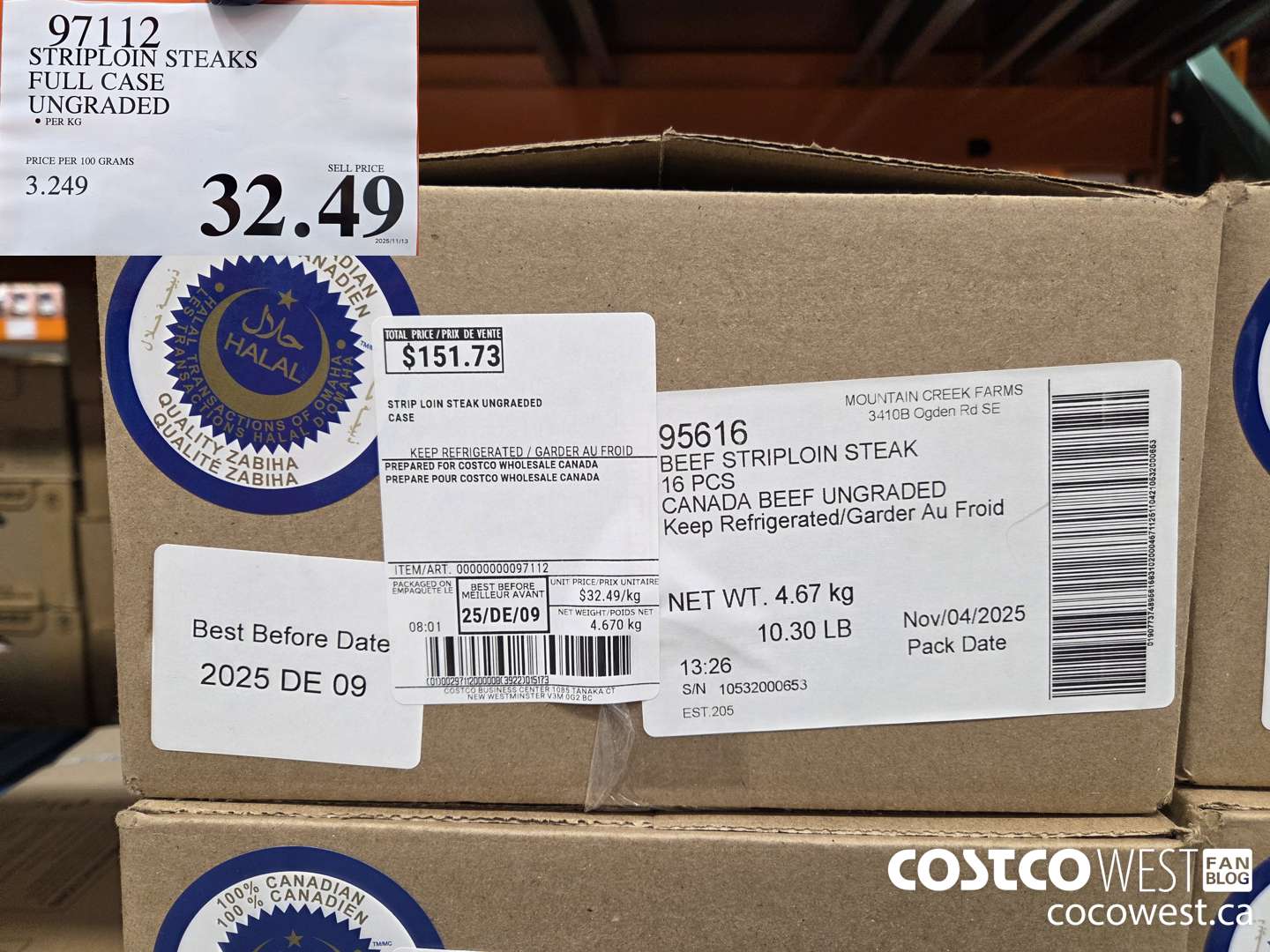 97112 STRIPLOIN STEAKS FULL CASE UNGRADED $32.49