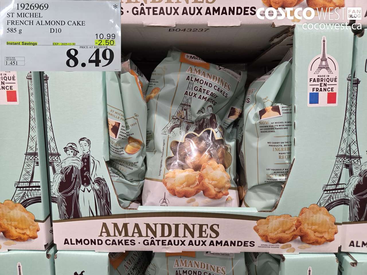 1926969 ST MICHEL FRENCH ALMOND CAKE 585G ($2.50 INSTANT SAVINGS EXPIRES ON 2025-11-30) $8.49