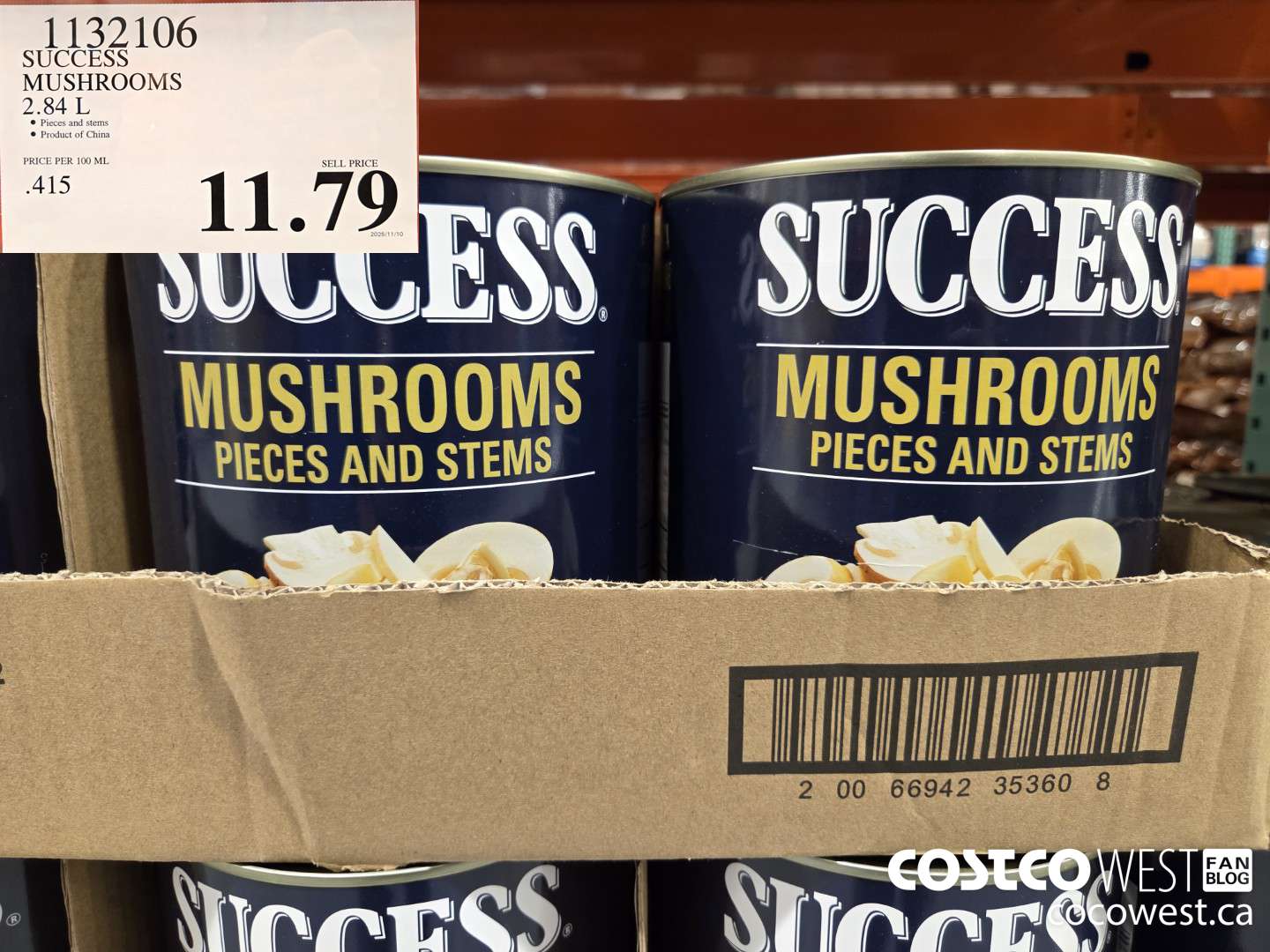 1132106 SUCCESS MUSHROOMS 2.84 L $11.79