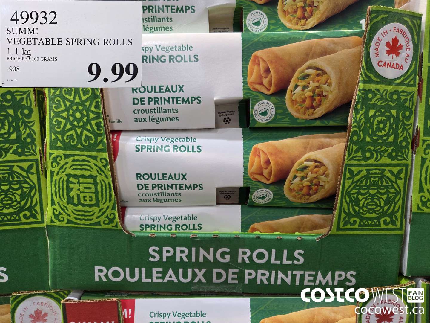 49932 SUM-M! VEGETABLE SPRING ROLL 1 kg $9.99