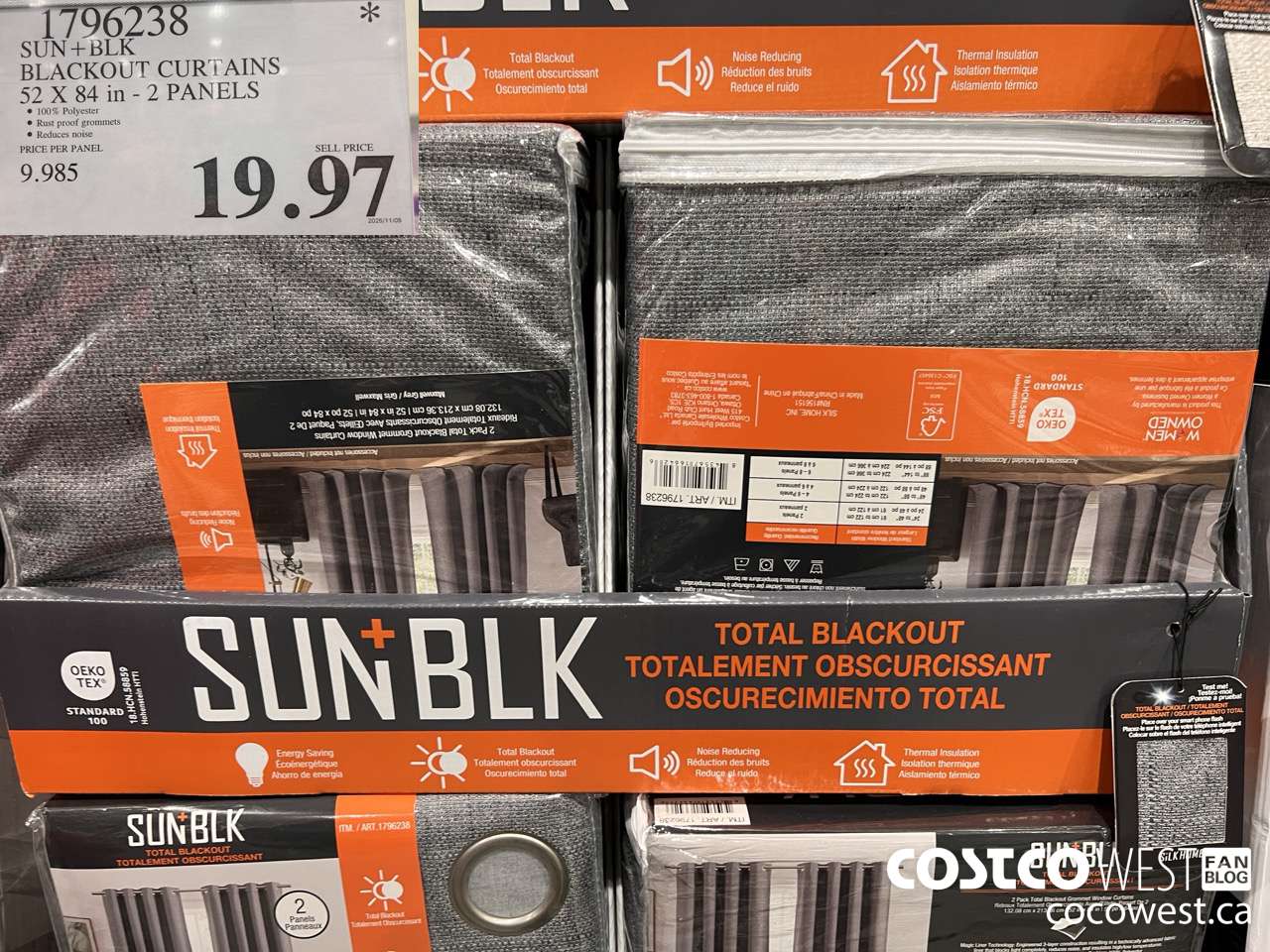 1796238 SUN+BLK BLACKOUT CURTAINS 52 X 84 IN 2 PANELS $19.97
