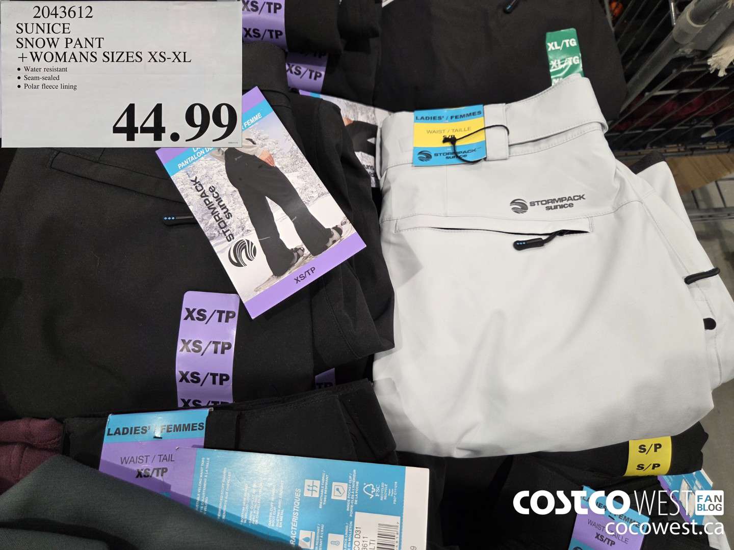 2043612 SUNICE SNOW PANT LADIES SIZES XS-XL $44.99