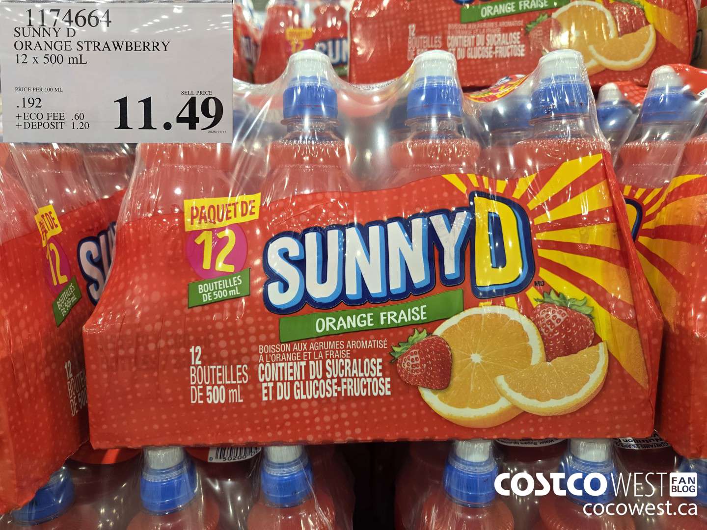 1174664 SUNNY D ORANGE STRAWBERRY 12 x 500 mL $11.49