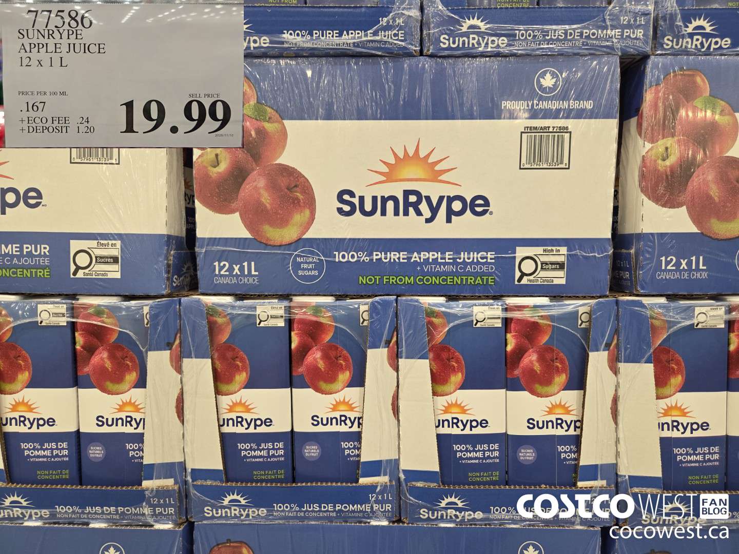 77586 SUNRYPE APPLE JUICE 12 x 1 L $19.99