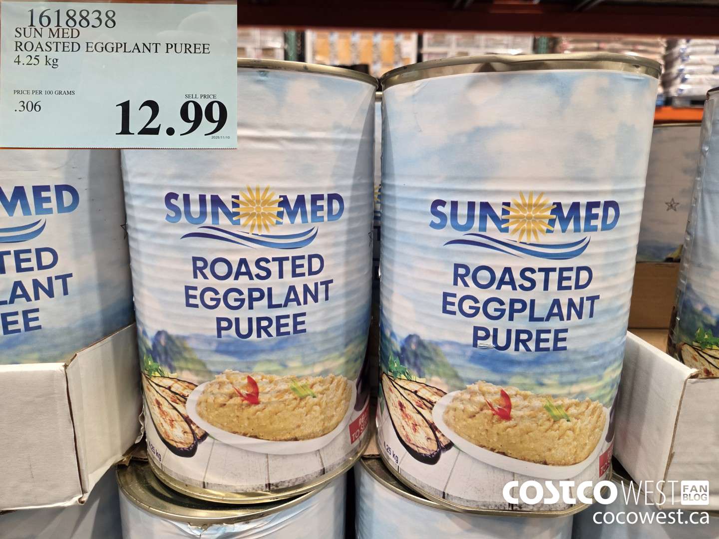 1618838 SUN MED ROASTED EGGPLANT PUREE 4.25 kg $12.99
