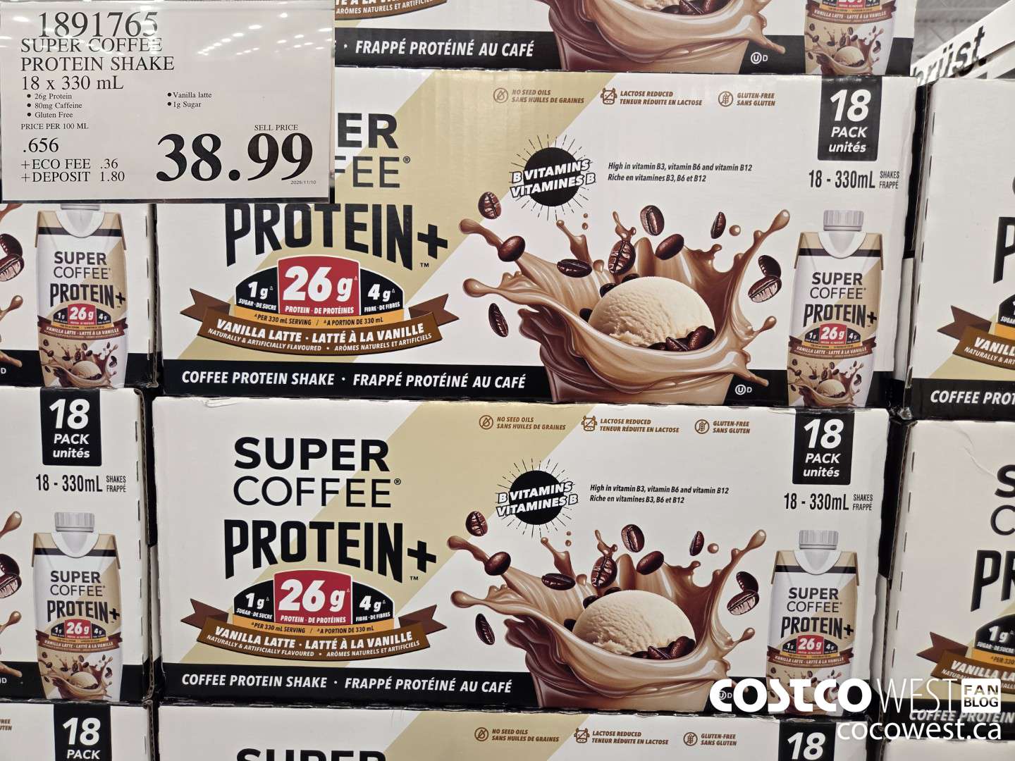 1891765 SUPER COFFEE PROTEIN SHAKE 18 x 330 mL $38.99
