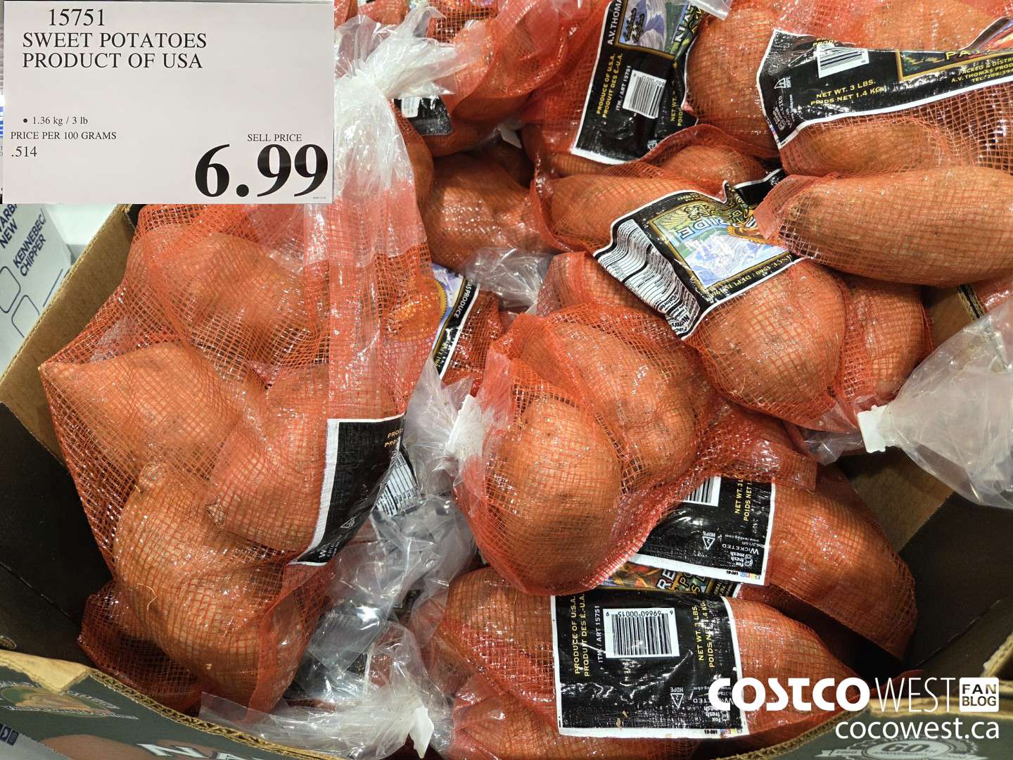 15751 SWEET POTATOES PRODUCT OF USA $6.99