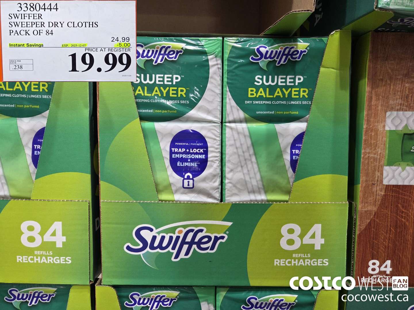3380444 SWIFFER SWEEPER DRY CLOTHS PACK OF 84 ($5.00 INSTANT SAVINGS EXPIRES ON 2025-12-07) $19.99