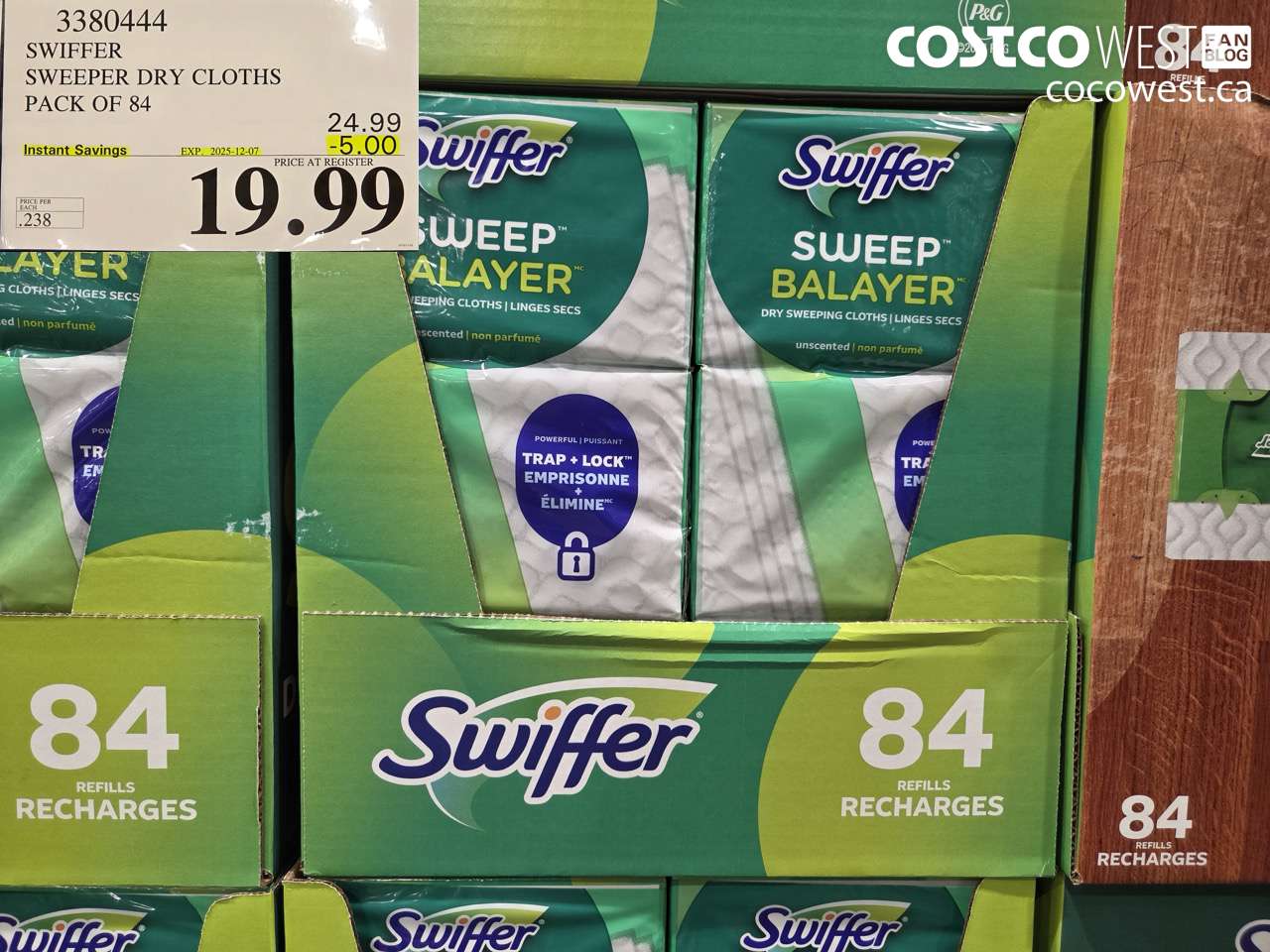 3380444 SWIFFER SWEEPER DRY CLOTHS PACK OF 84 ($5.00 INSTANT SAVINGS EXPIRES ON 2025-12-07) $19.99