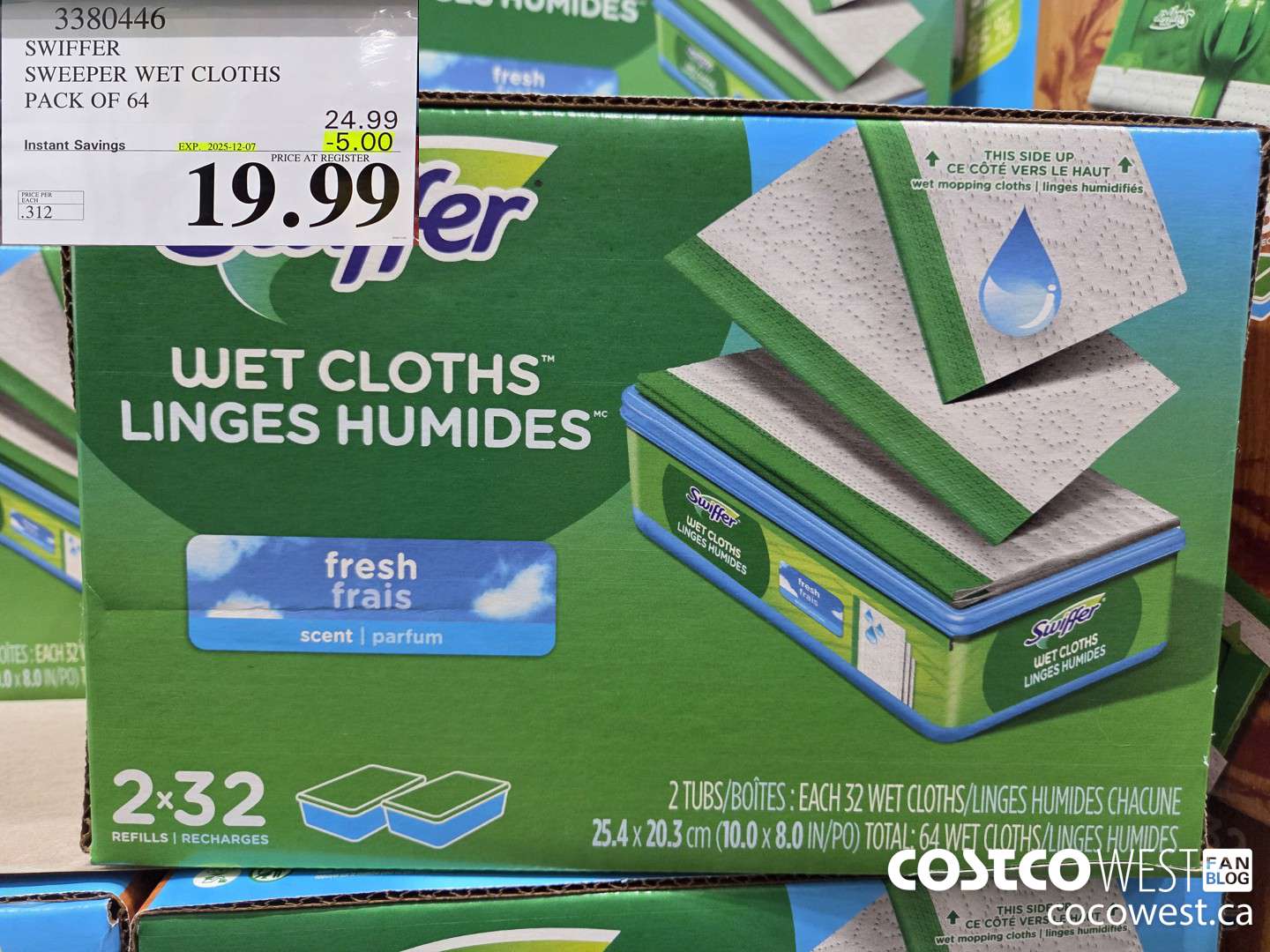 3380446 SWIFFER SWEEPER WET REFILLS PACK OF 64 ($5.00 INSTANT SAVINGS EXPIRES ON 2025-12-07) $19.99