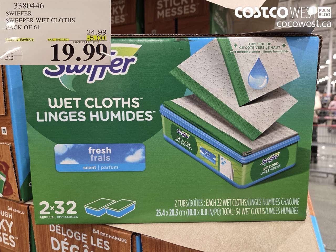 3380446 SWIFFER SWEEPER WET REFILLS PACK OF 64 ($5.00 INSTANT SAVINGS EXPIRES ON 2025-12-07) $19.99