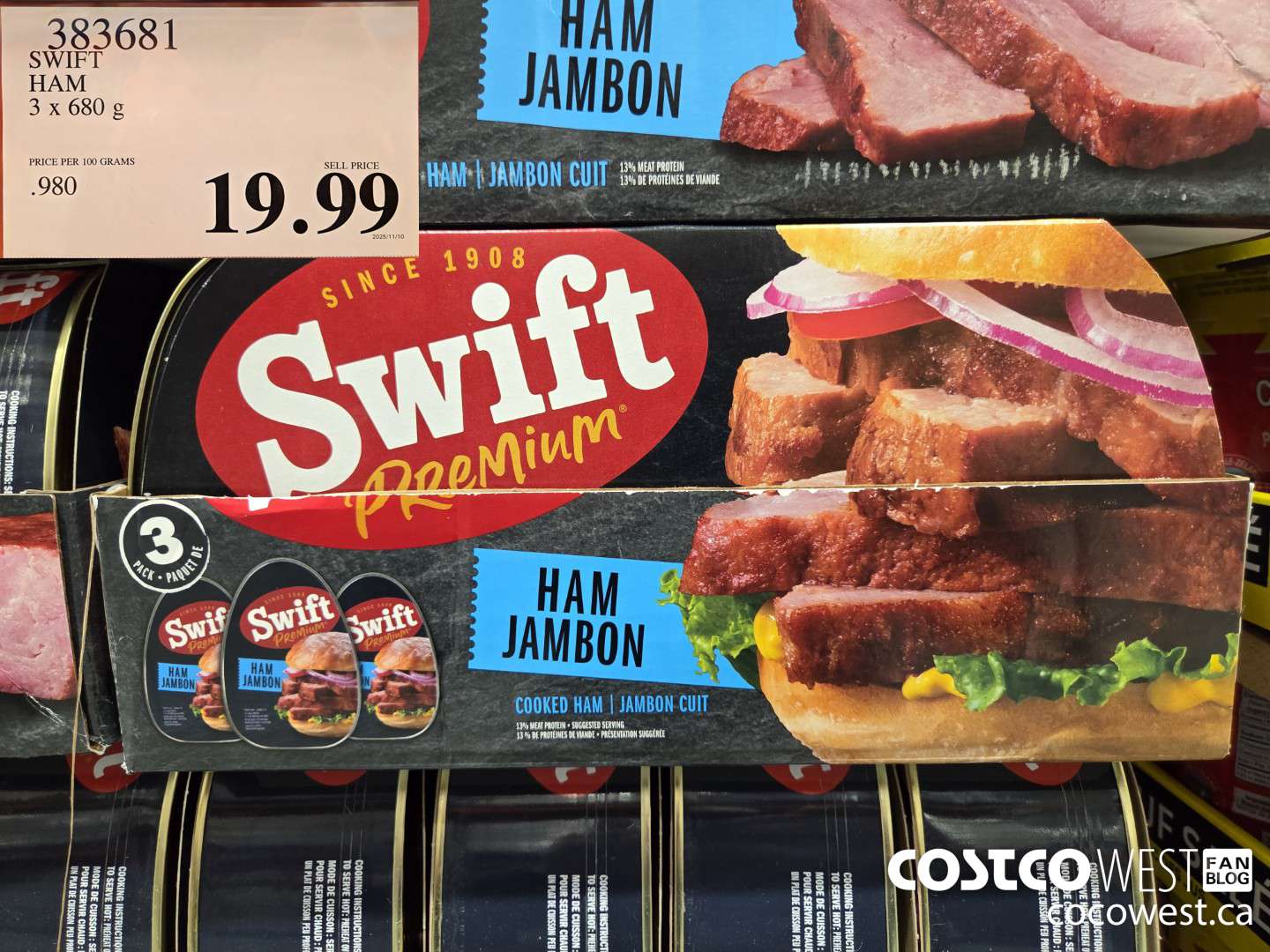 383681 SWIFT CANNED HAM 3 X 680 G $19.99
