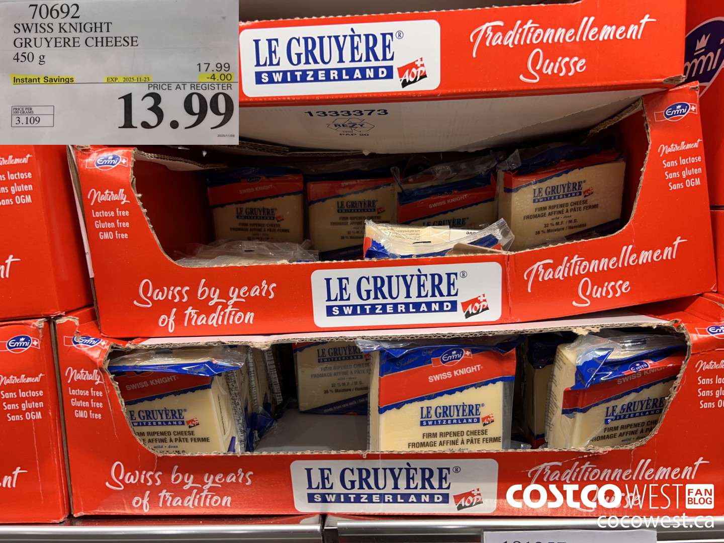 70692 SWISS KNIGHT NATUREL GRUYERE 450G ($4.00 INSTANT SAVINGS EXPIRES ON 2025-11-23) $13.99