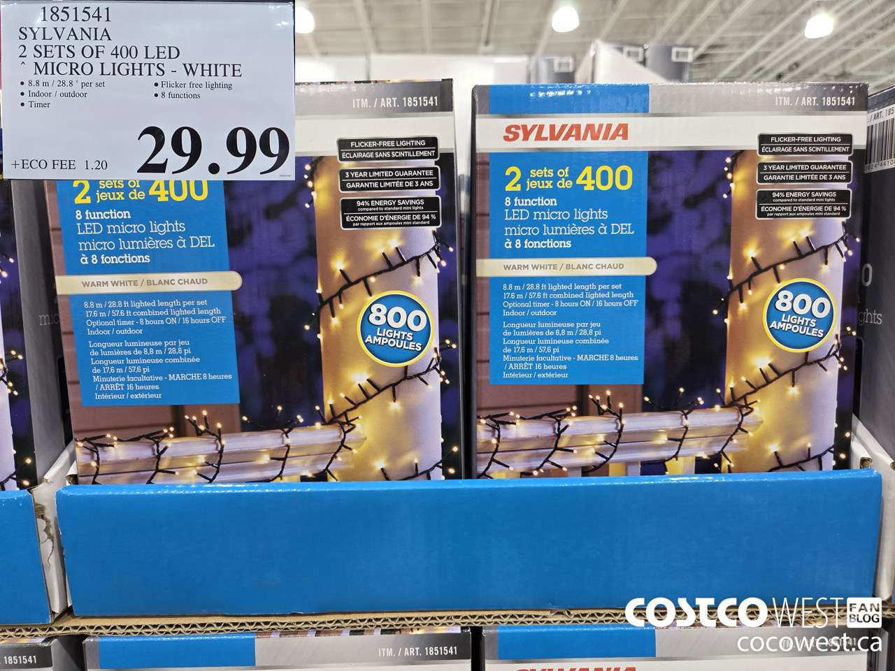 1851541 SYLVANIA 2 SETS OF 400 LED MICRO LIGHTS WHITE $29.99