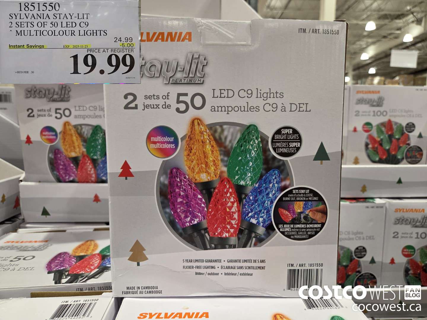 1851550 SYLVANIA STAY-LIT 2 SETS OF 50 LED C9 MULTICOLOUR LIGHTS ($5.00 INSTANT SAVINGS EXPIRES ON 2025-11-23) $19.99
