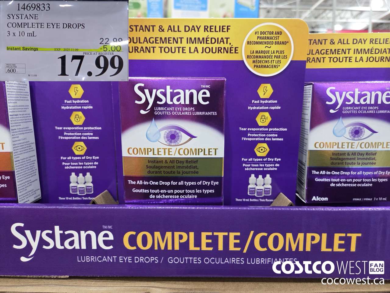 1469833 SYSTANE COMPLETE LUBRICANT EYE DROPS 3 X 10 ML ($5.00 INSTANT SAVINGS EXPIRES ON 2025-11-09) $17.99