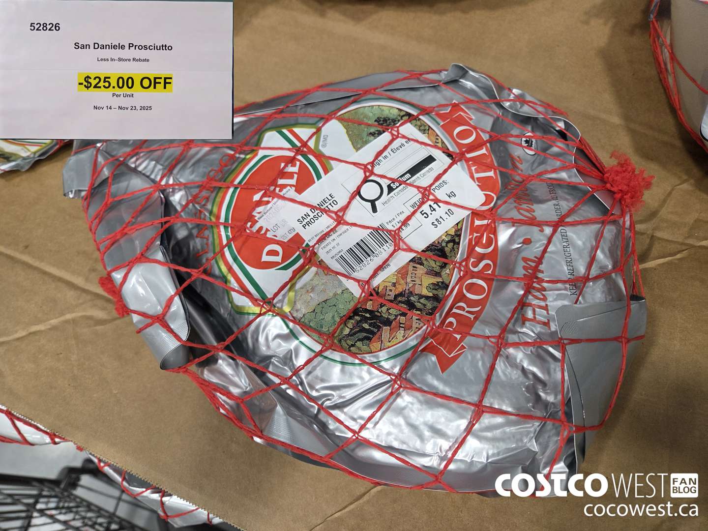 52826 San Daniele Prosciutto ($25.00 INSTANT SAVINGS EXPIRES ON 2025-11-23)