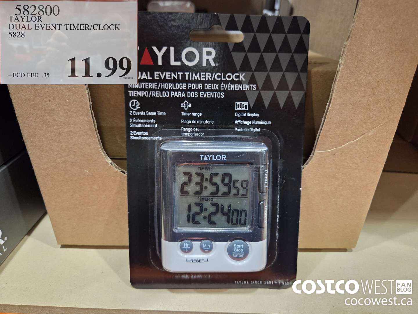582800 TAYLOR DUAL EVENT TIMER/CLOCK 5828 $11.99