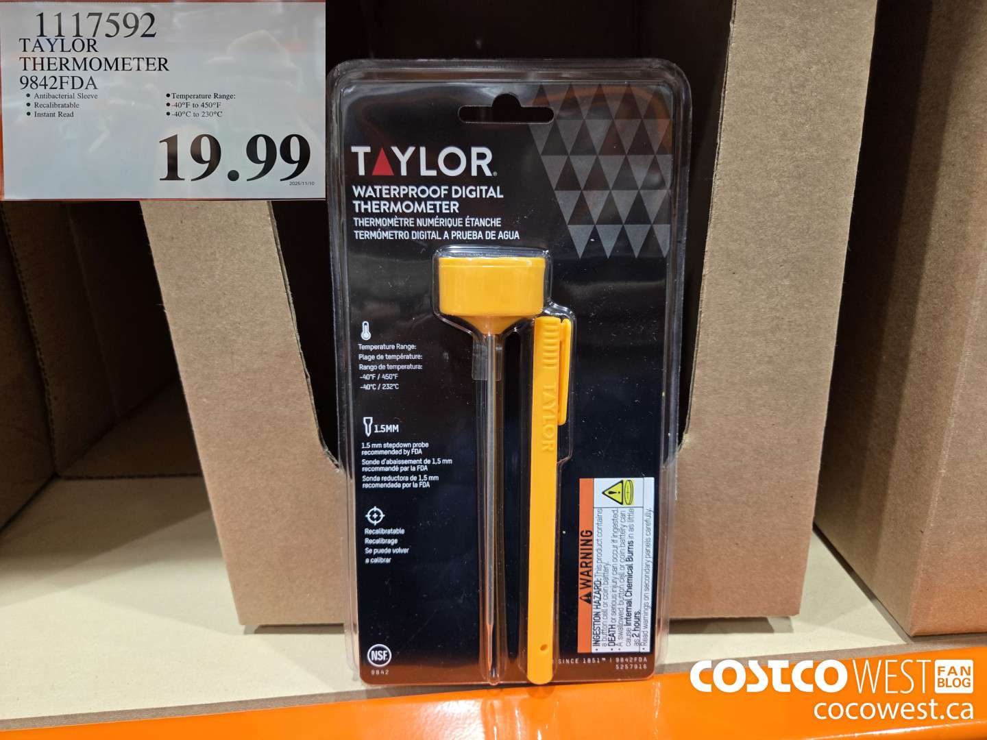 1117592 TAYLOR THERMOMETER 9842FDA  $19.99