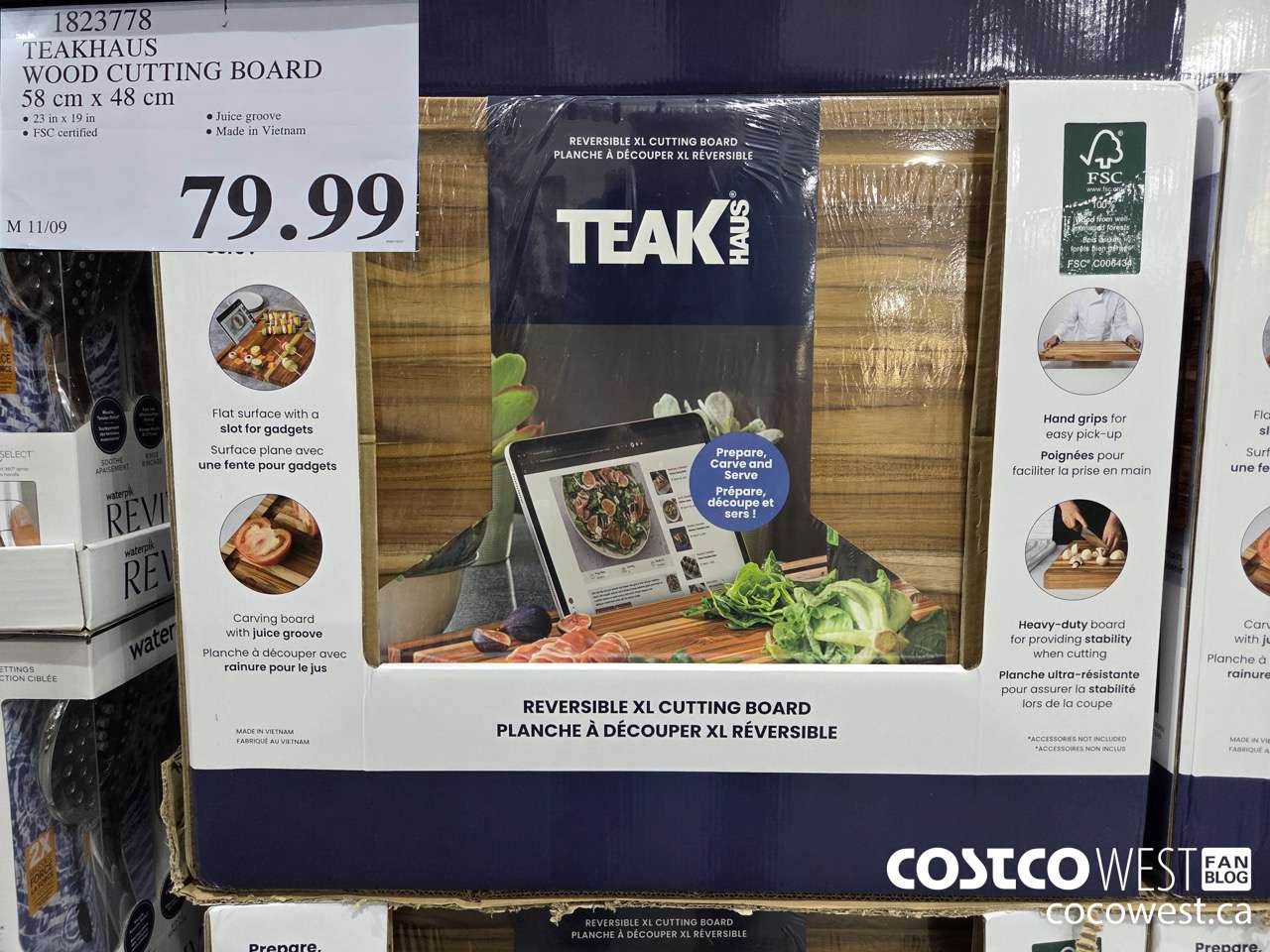 1823778 TEAKHAUS WOOD CUTTING BOARD 58 CM X 48 CM $79.99