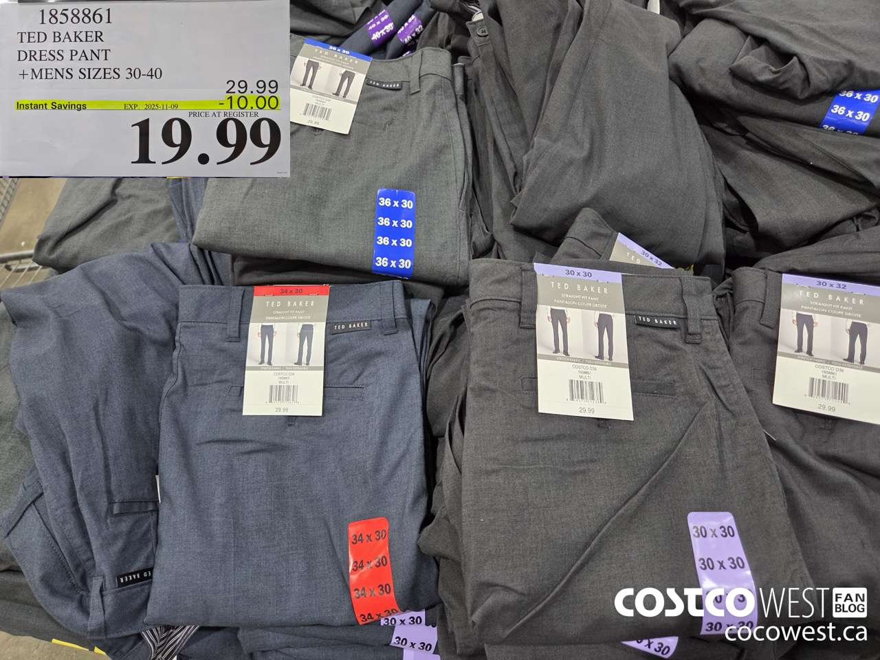 1858861 TED BAKER DRESS PANT MENS SIZES 30-40 ($10.00 INSTANT SAVINGS EXPIRES ON 2025-11-09) $19.99