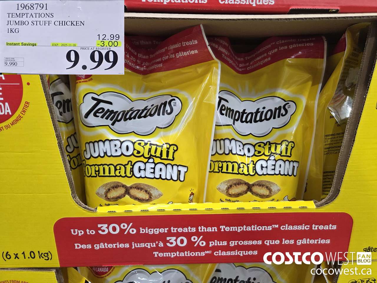 1968791 TEMPTATIONS JUMBO STUFF CHICKEN 1KG ($3.00 INSTANT SAVINGS EXPIRES ON 2025-11-16) $9.99