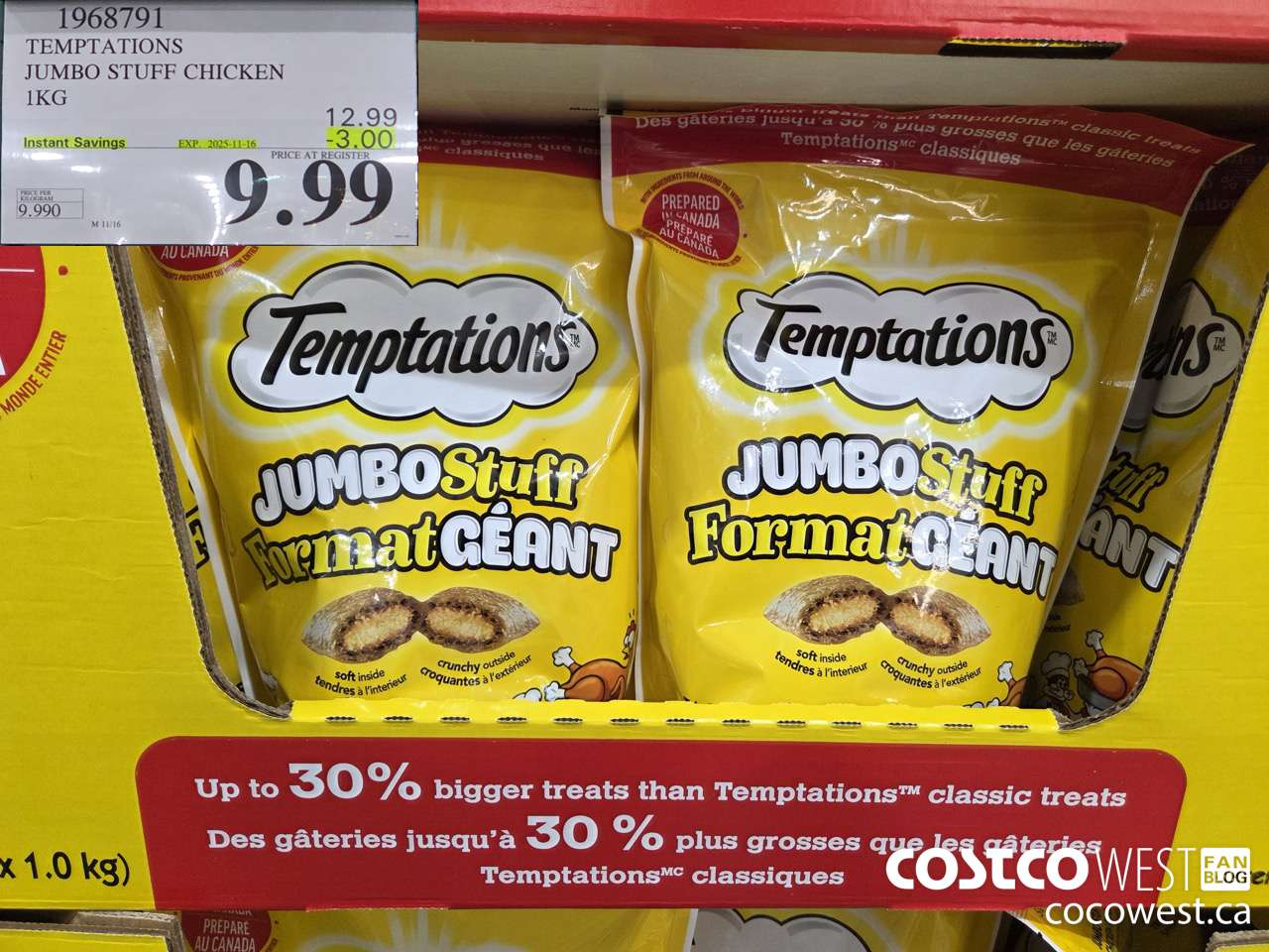 1968791 TEMPTATIONS JUMBO STUFF CHICKEN 1KG ($3.00 INSTANT SAVINGS EXPIRES ON 2025-11-16) $9.99