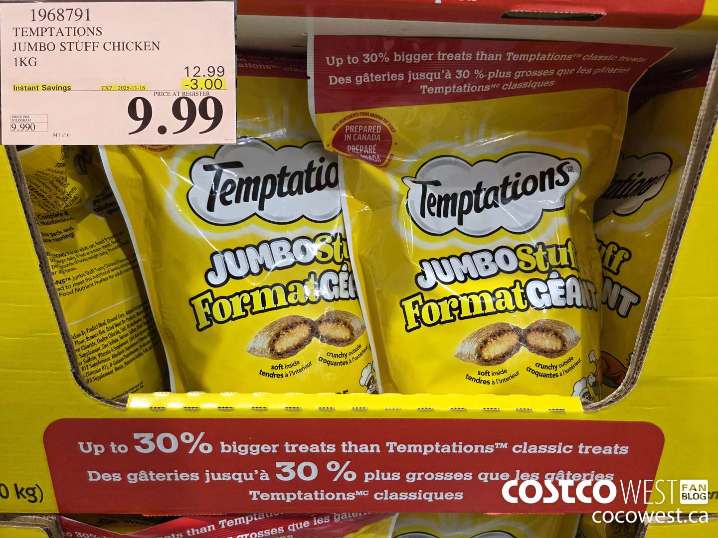 1968791 TEMPTATIONS JUMBO STUFF CHICKEN 1KG ($3.00 INSTANT SAVINGS EXPIRES ON 2025-11-16) $9.99