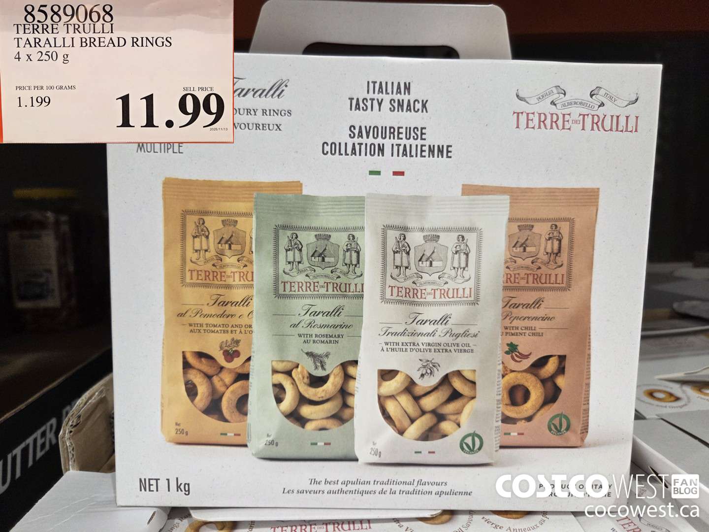 8589068 TERRE TRULLI TARALLI BREAD RINGS 4 x 250 g $11.99