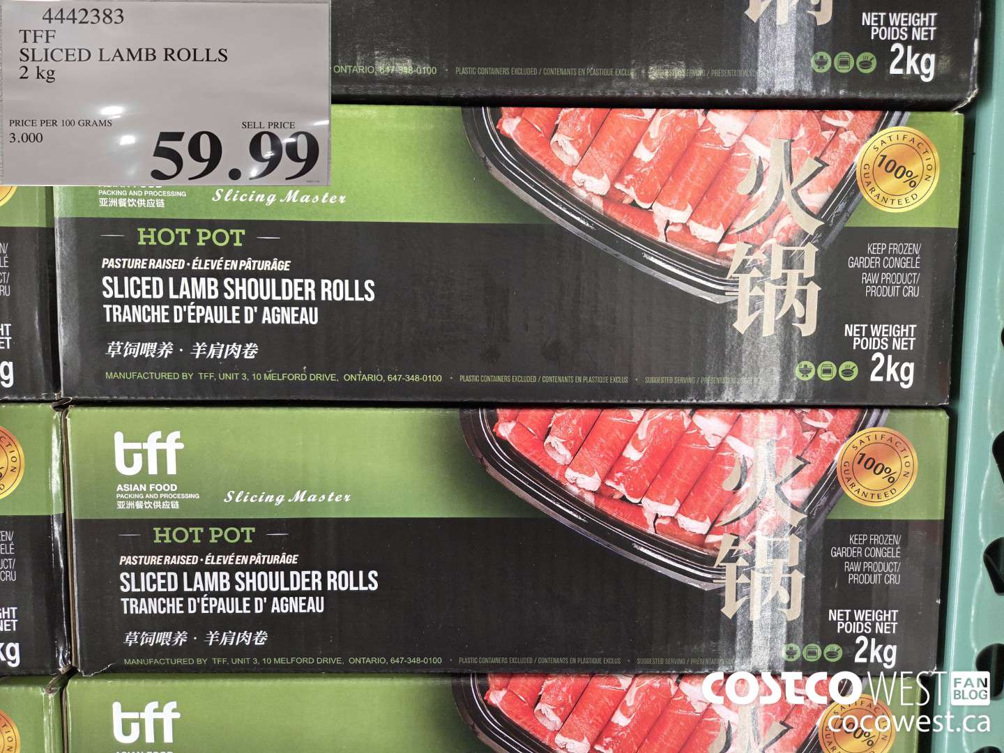 4442383 TFF SLICED LAMB ROLLS 2 kg $59.99