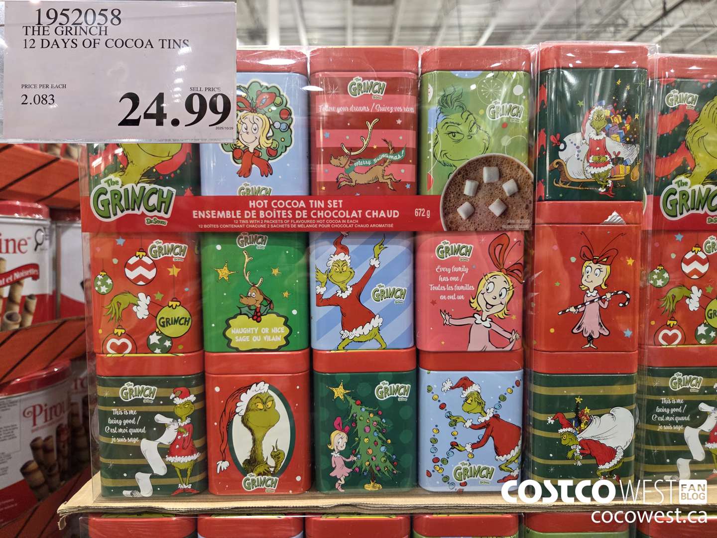 1952058 THE GRINCH 12 DAYS OF COCOA TINS $24.99