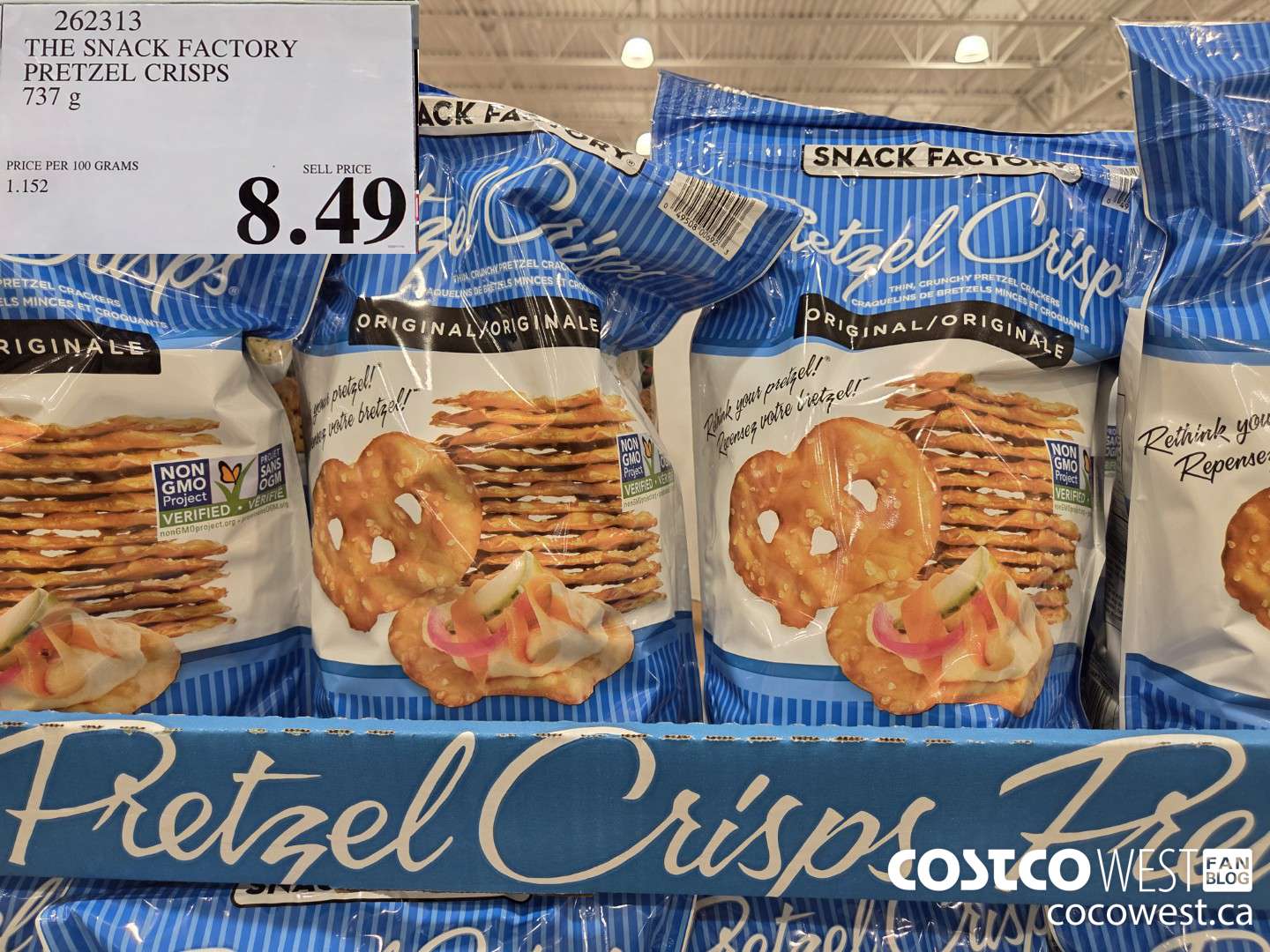 262313 THE SNACK FACTORY PRETZEL CRISPS 737 g $8.49