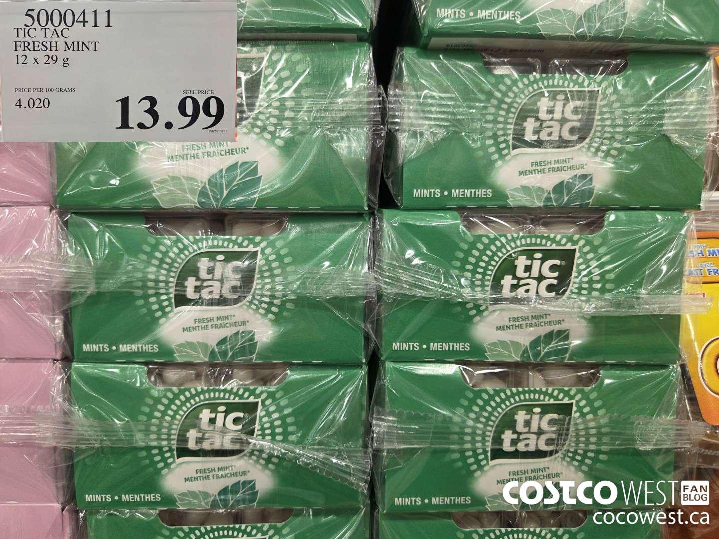 5000411 TIC TAC FRESH MINT 12 X 29 G $13.99
