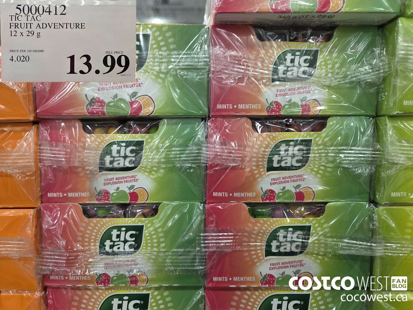 5000412 TIC TAC FRUIT ADVENTURE 12 x 29 g $13.99