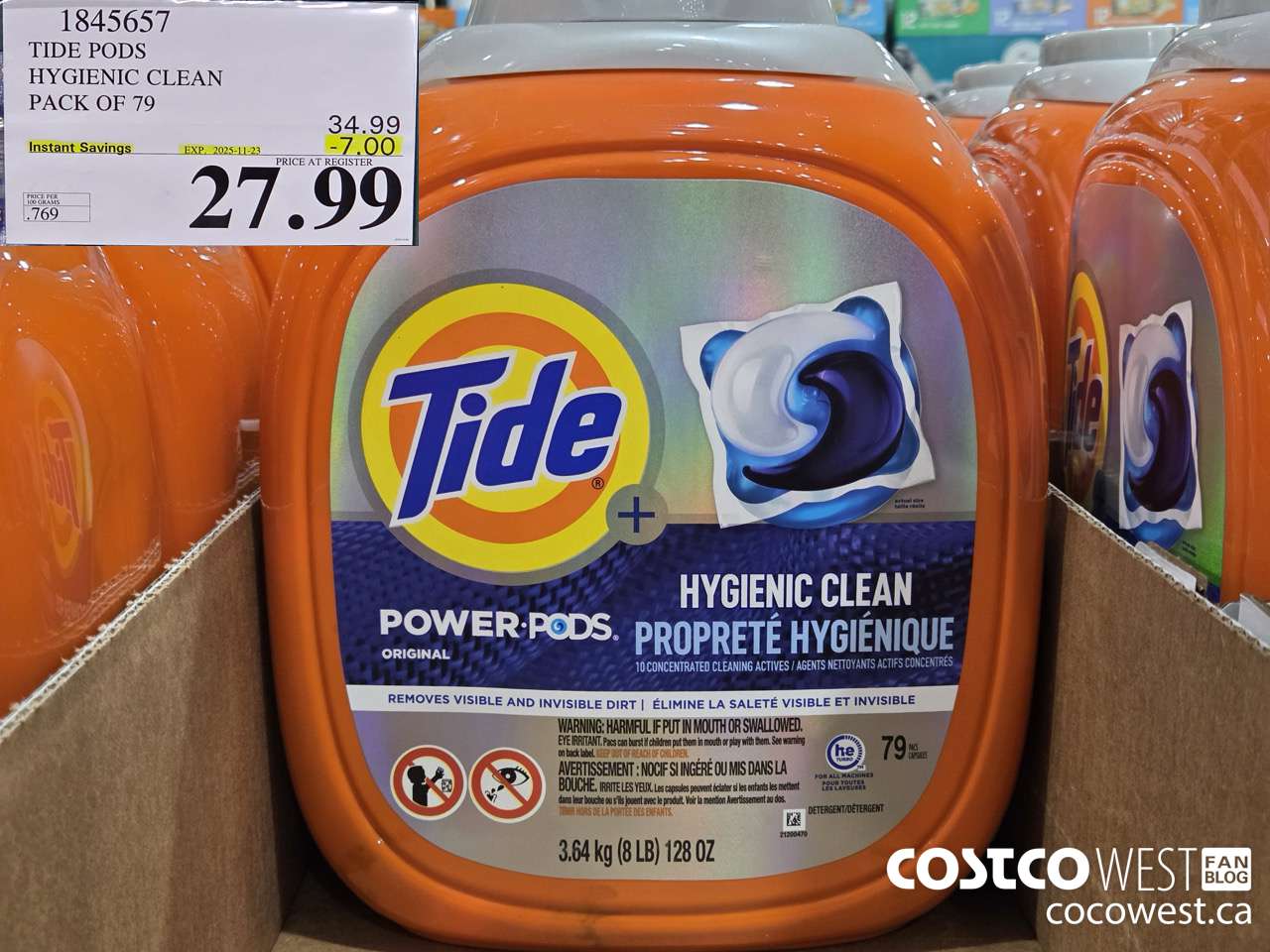 1845657 TIDE POWER PODS HYGIENIC CLEAN PACK OF 79 ($7.00 INSTANT SAVINGS EXPIRES ON 2025-11-23) $27.99
