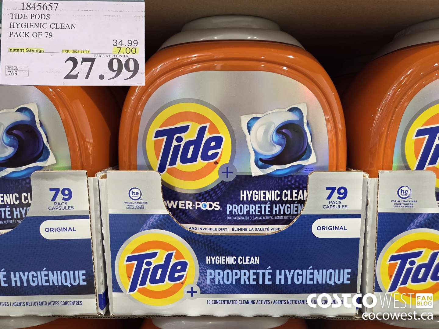 1845657 TIDE POWER PODS HYGIENIC CLEAN PACK OF 79 ($7.00 INSTANT SAVINGS EXPIRES ON 2025-11-23) $27.99