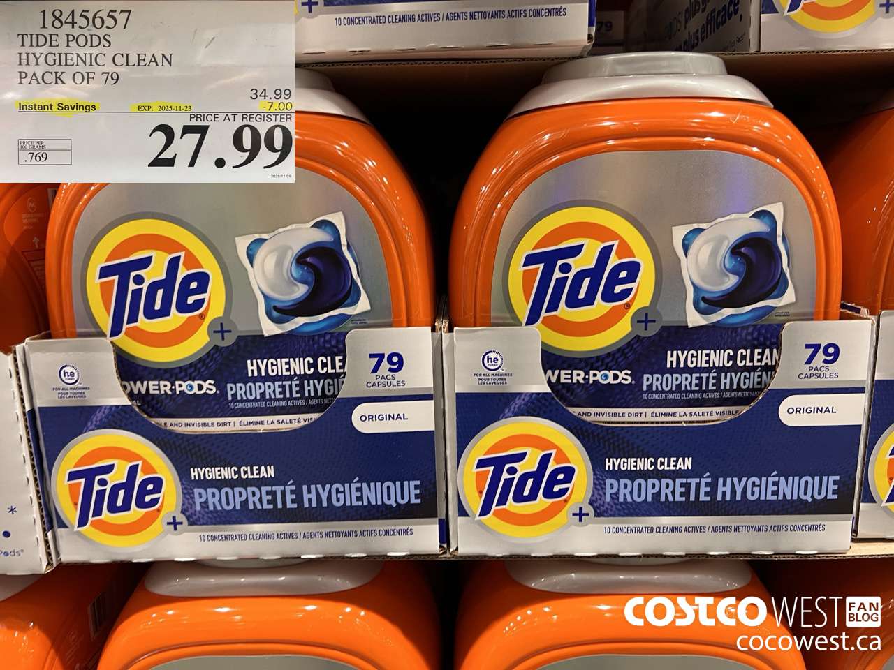 1845657 TIDE POWER PODS HYGIENIC CLEAN PACK OF 79 ($7.00 INSTANT SAVINGS EXPIRES ON 2025-11-23) $27.99