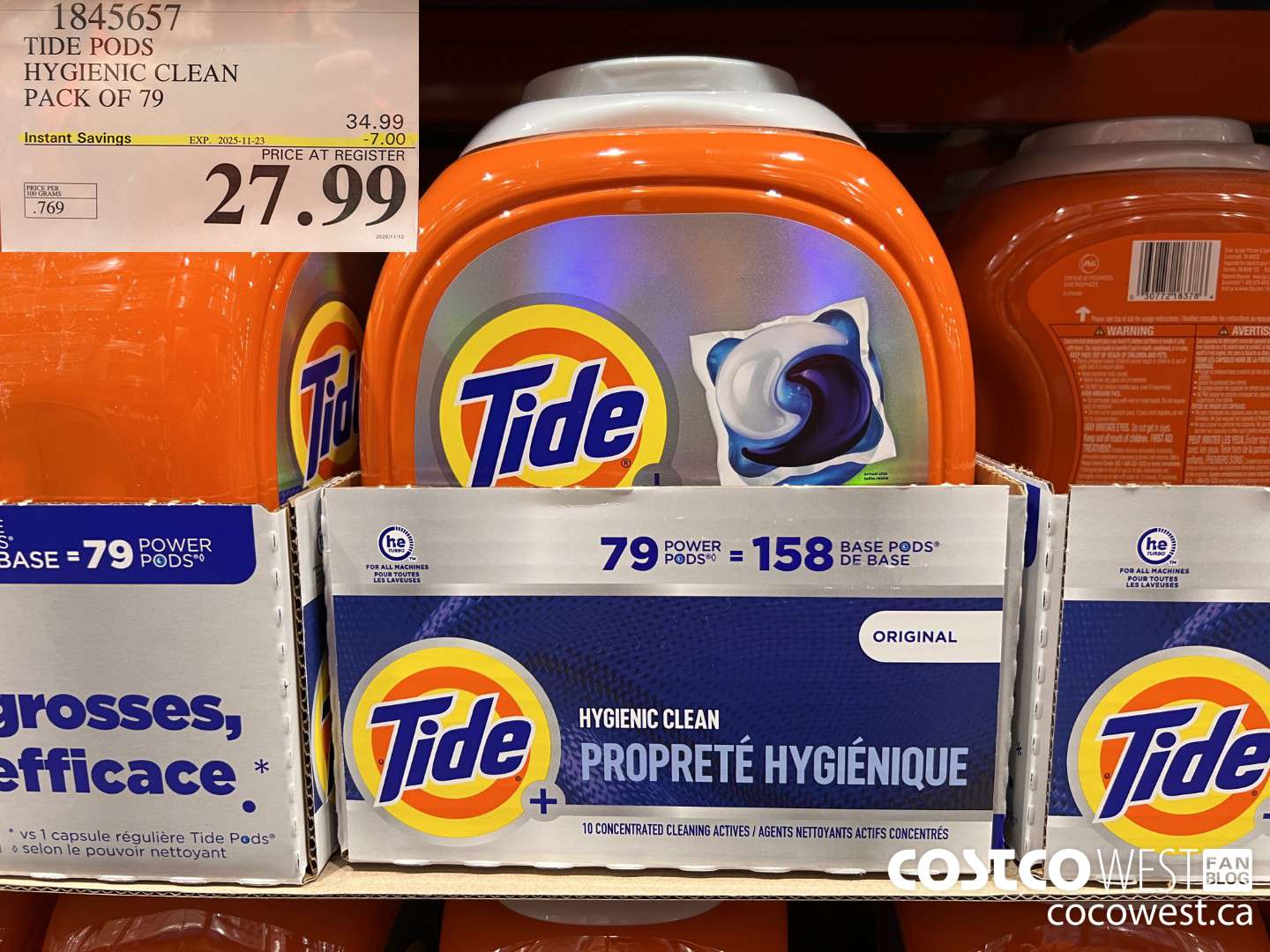 1845657 TIDE POWER PODS HYGIENIC CLEAN PACK OF 79 ($7.00 INSTANT SAVINGS EXPIRES ON 2025-11-23) $27.99
