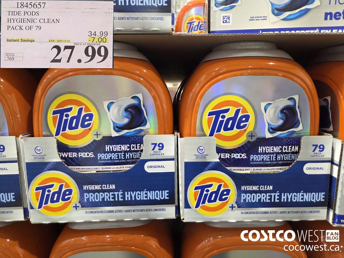 1845657 TIDE POWER PODS HYGIENIC CLEAN PACK OF 79 ($7.00 INSTANT SAVINGS EXPIRES ON 2025-11-23) $27.99