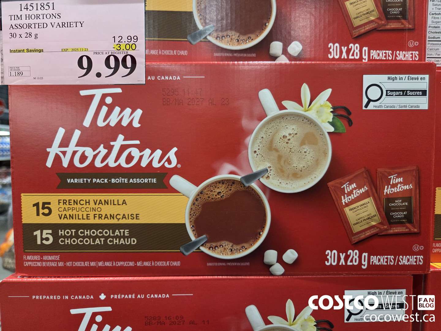 1451851 TIM HORTONS ASSORTED VARIETY 30 x 28g ($3.00 INSTANT SAVINGS EXPIRES ON 2025-11-23) $9.99