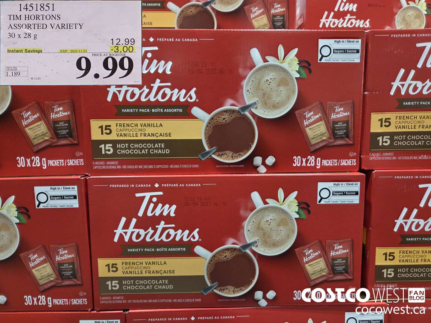 1451851 TIM HORTONS ASSORTED VARIETY 30 x 28g ($3.00 INSTANT SAVINGS EXPIRES ON 2025-11-23) $9.99