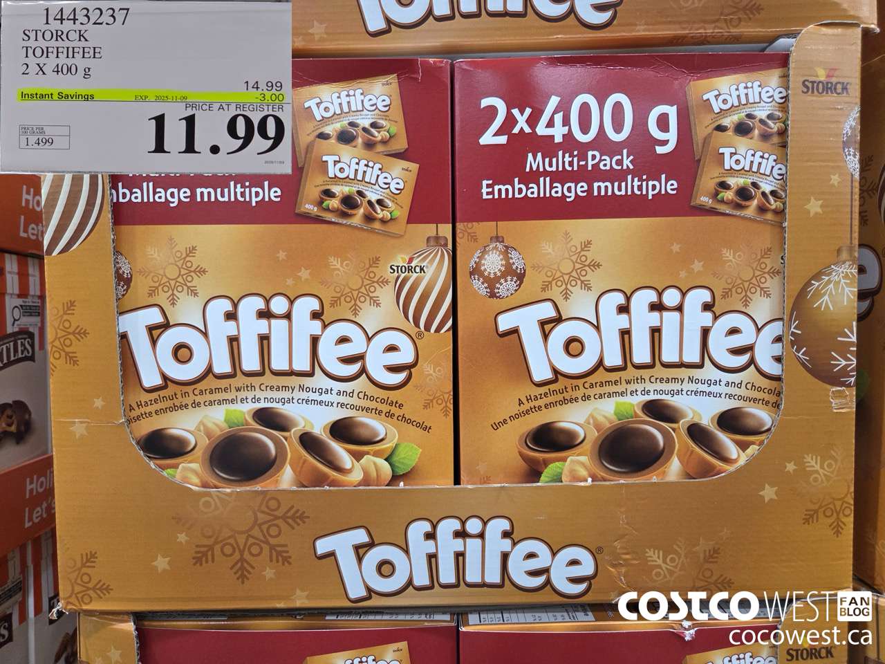 1443237 TOFFIFEE CHOCOLATES 2 x 400 g ($3.00 INSTANT SAVINGS EXPIRES ON 2025-11-09) $11.99