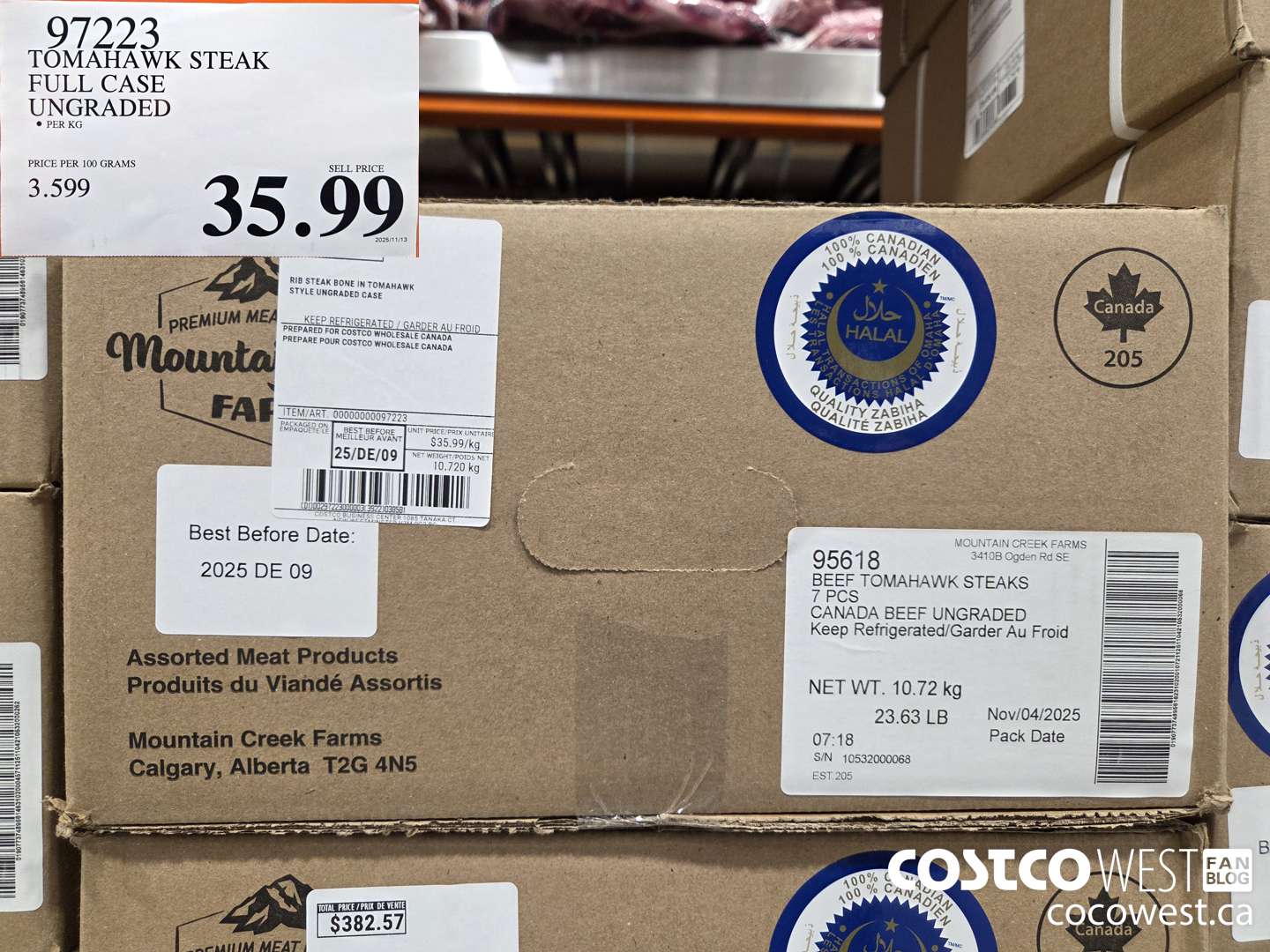 97223 TOMAHAWK STEAK FULL CASE UNGRADED $35.99