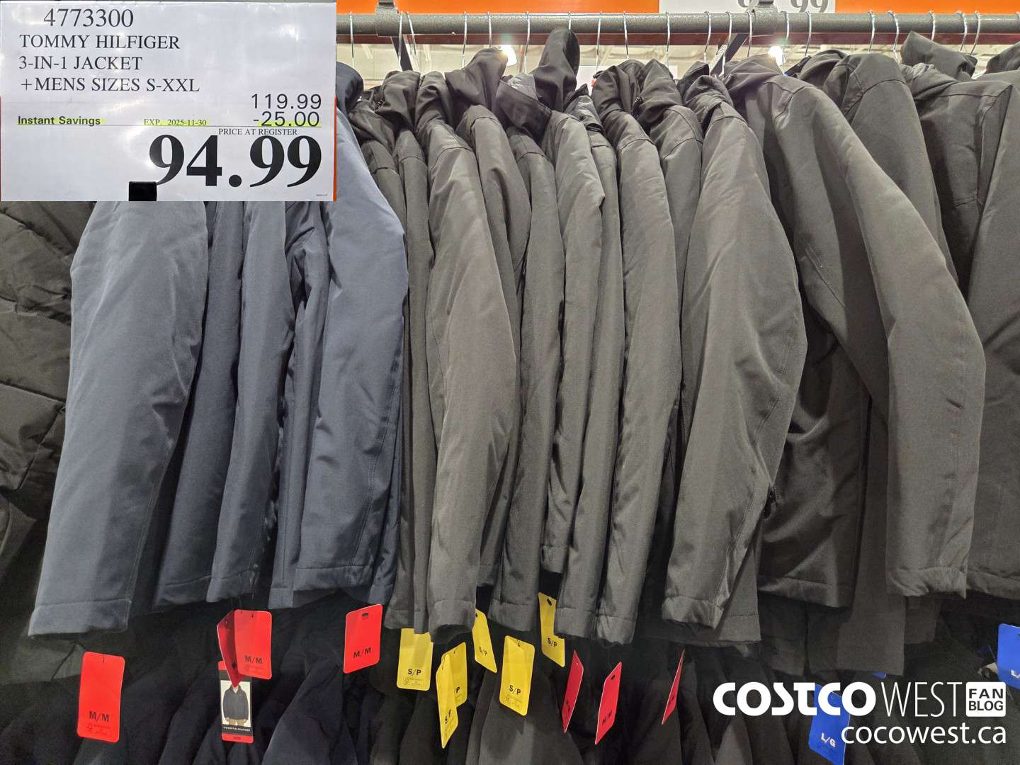 4773300 TOMMY HILFIGER 3-IN-1 JACKET MENS SIZES S-XXL ($25.00 INSTANT SAVINGS EXPIRES ON 2025-11-30) $94.99