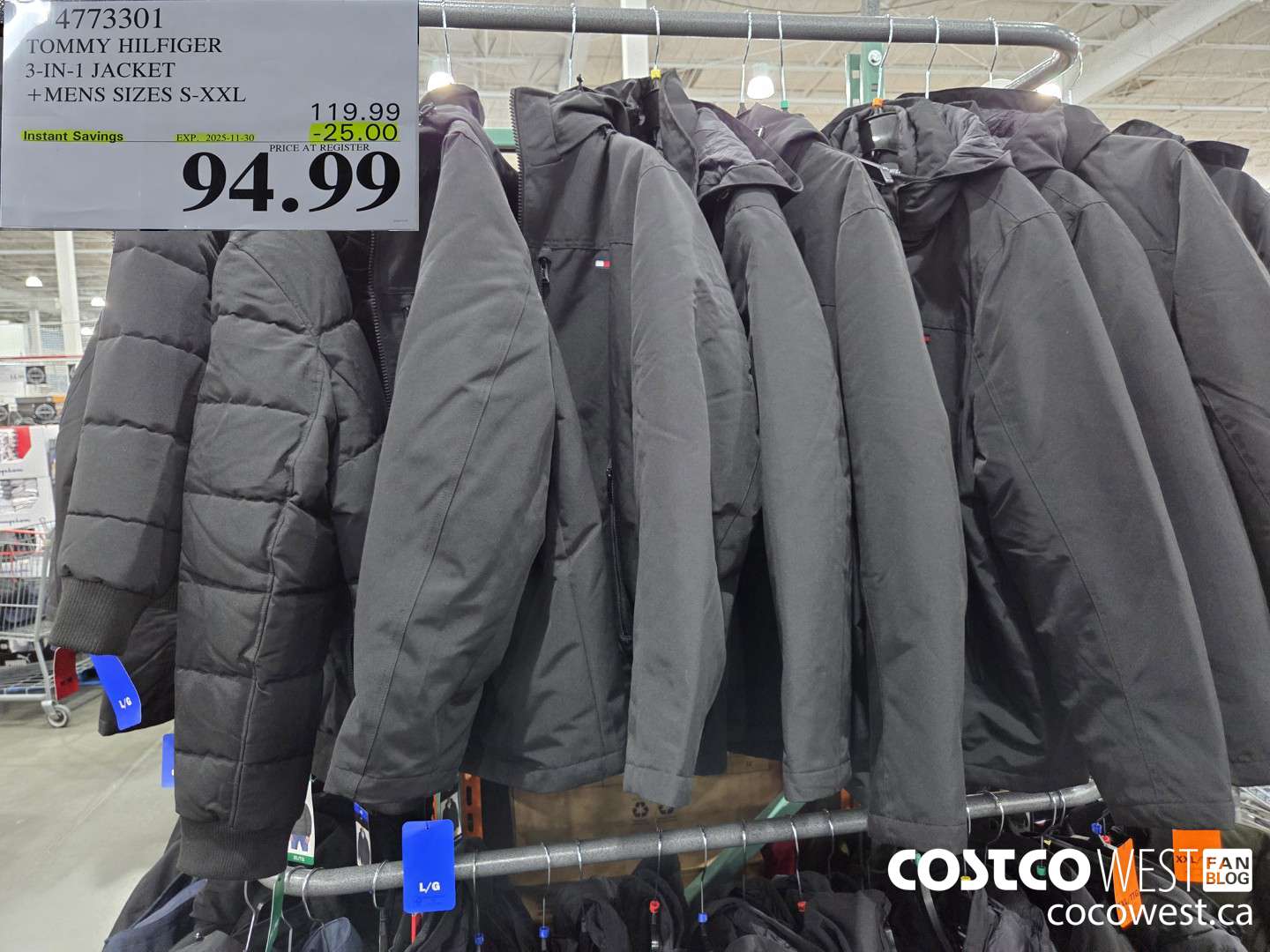 4773301 TOMMY HILFIGER 3-IN-1 JACKET MENS SIZES S-XXL ($25.00 INSTANT SAVINGS EXPIRES ON 2025-11-30) $94.99