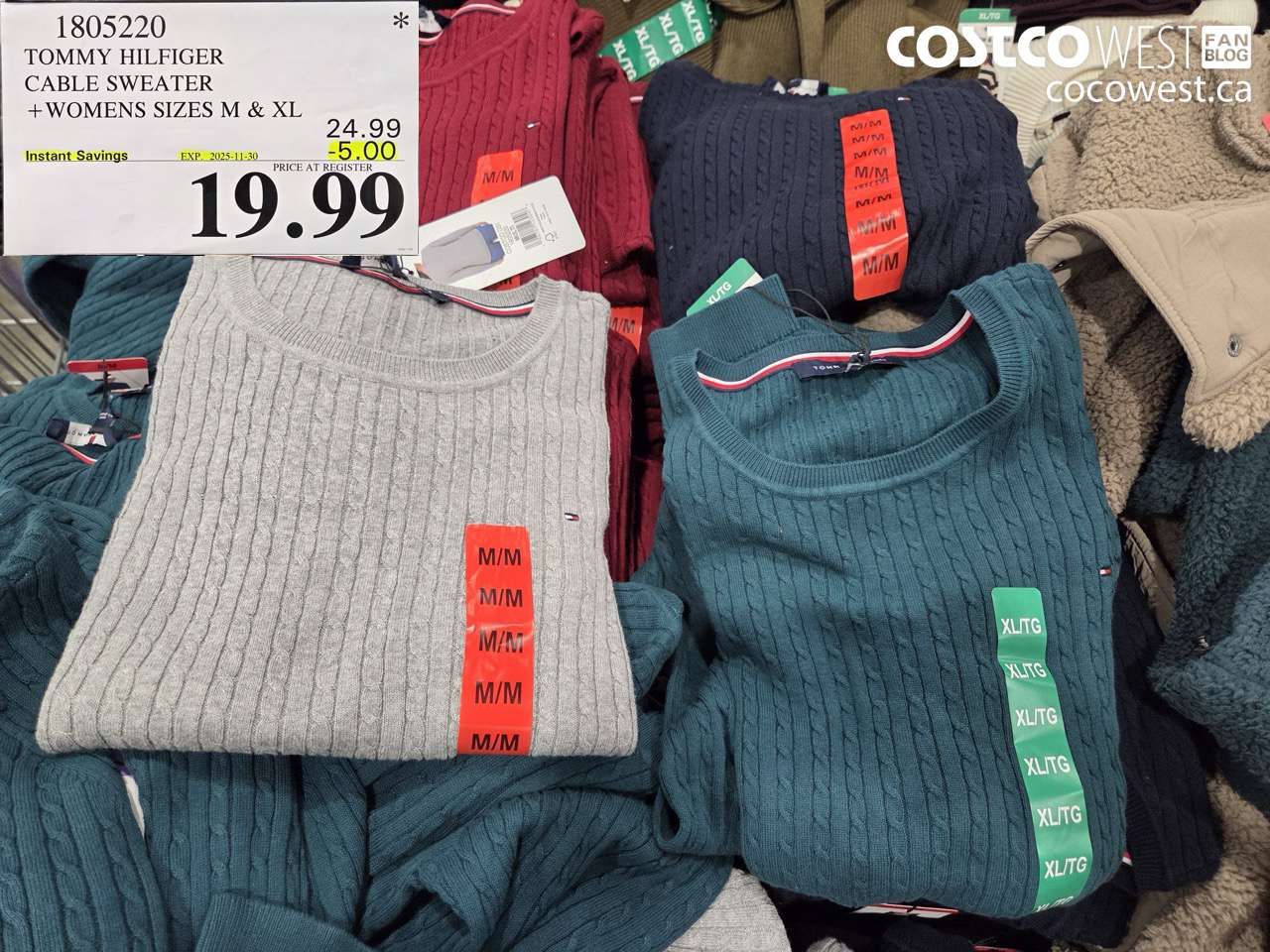 1805220 TOMMY HILFIGER CABLE SWEATER WOMENS SIZES M & XL ($5.00 INSTANT SAVINGS EXPIRES ON 2025-11-30) $19.99