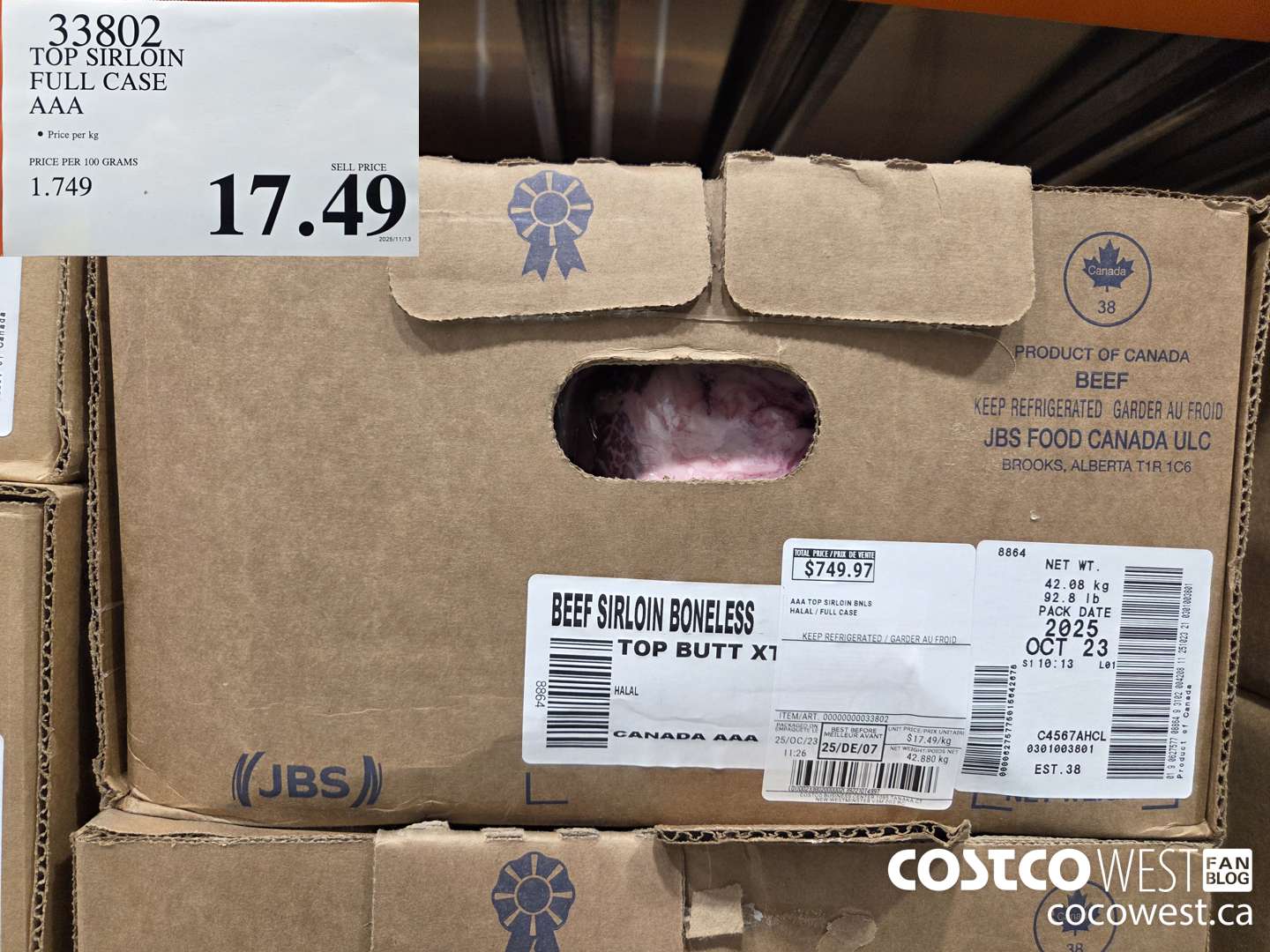 33802 TOP SIRLOIN FULL CASE AAA $17.49