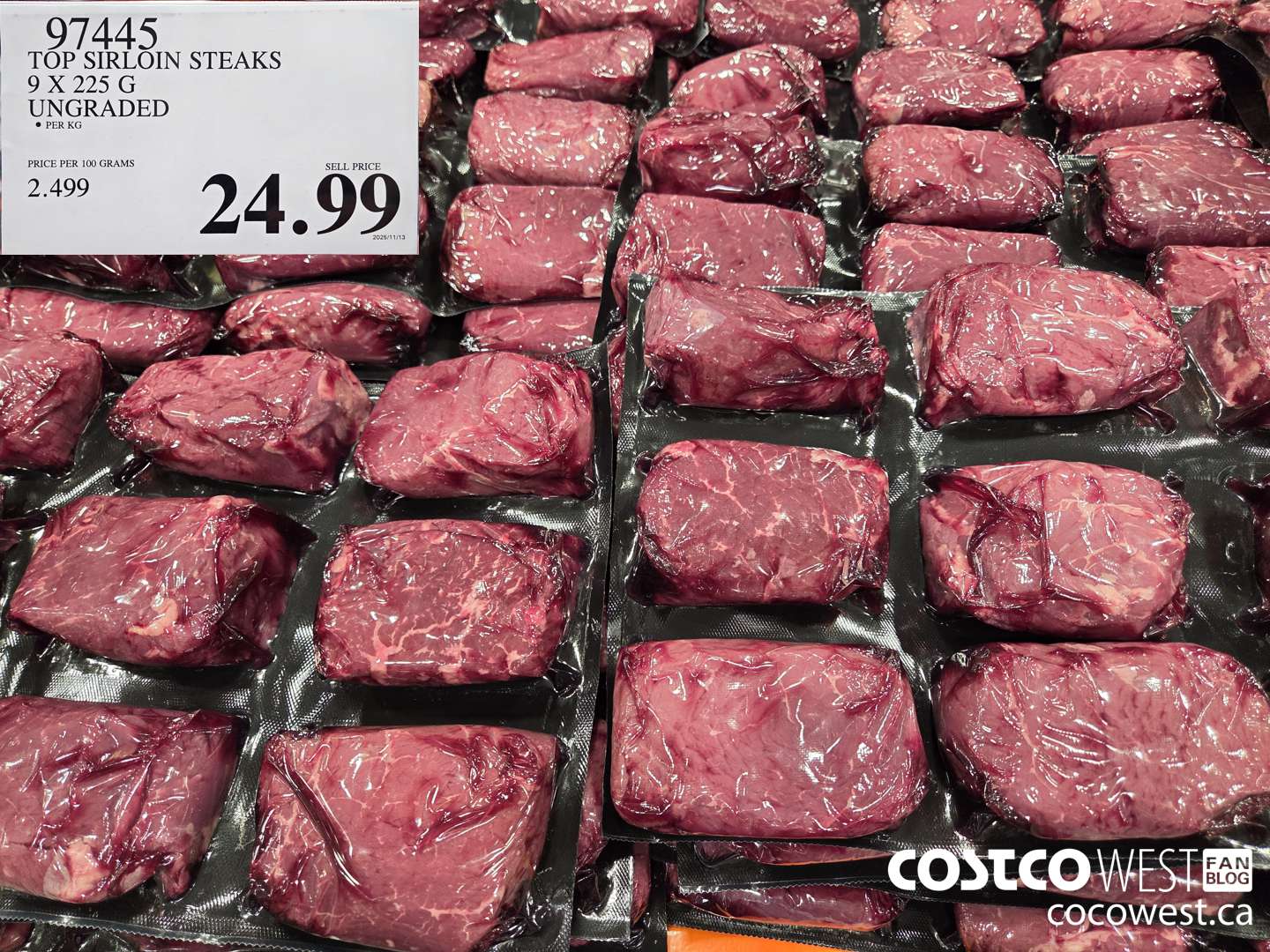 97445 TOP SIRLOIN STEAKS 9 X 225G UNGRADED $24.99