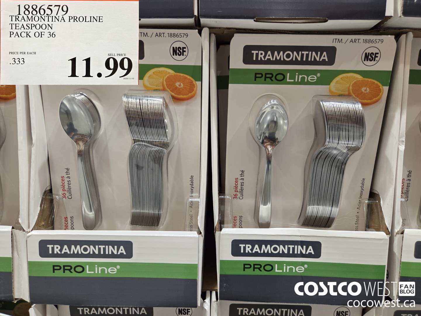 1886579 TRAMONTINA PROLINE TEASPOON PACK OF 36 $11.99