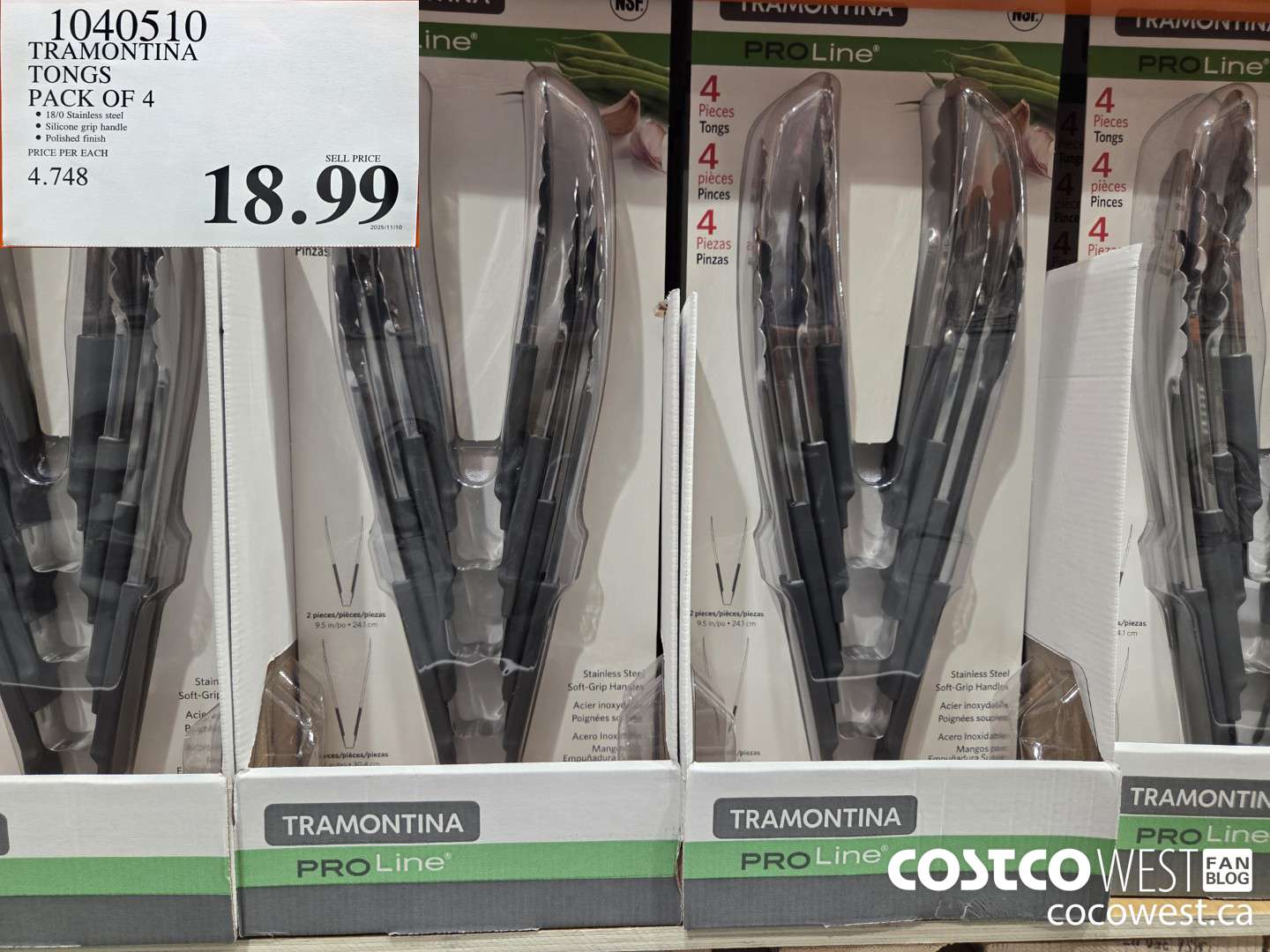 1040510 TRAMONTINA TONGS PACK OF 4 $18.99